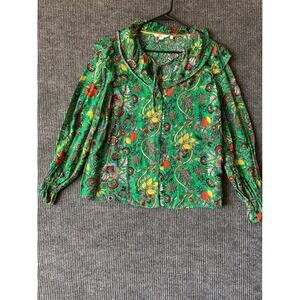 Boden Green Cottagecore Maximalist Victoriana Romantic Floral Boho Blouse 14